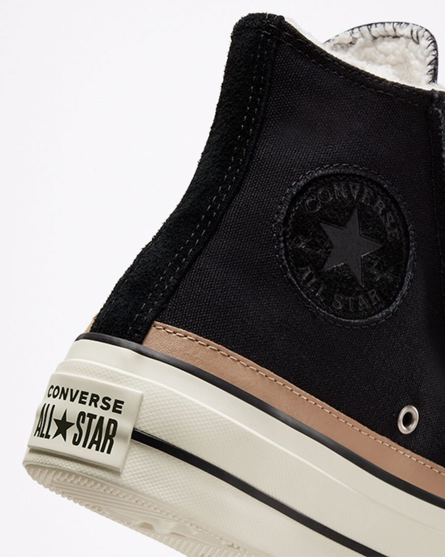 Women's Converse Chuck Taylor All Star Lift Raw Edge High Top Platform Shoes Black / Brown | AU 6E108Y